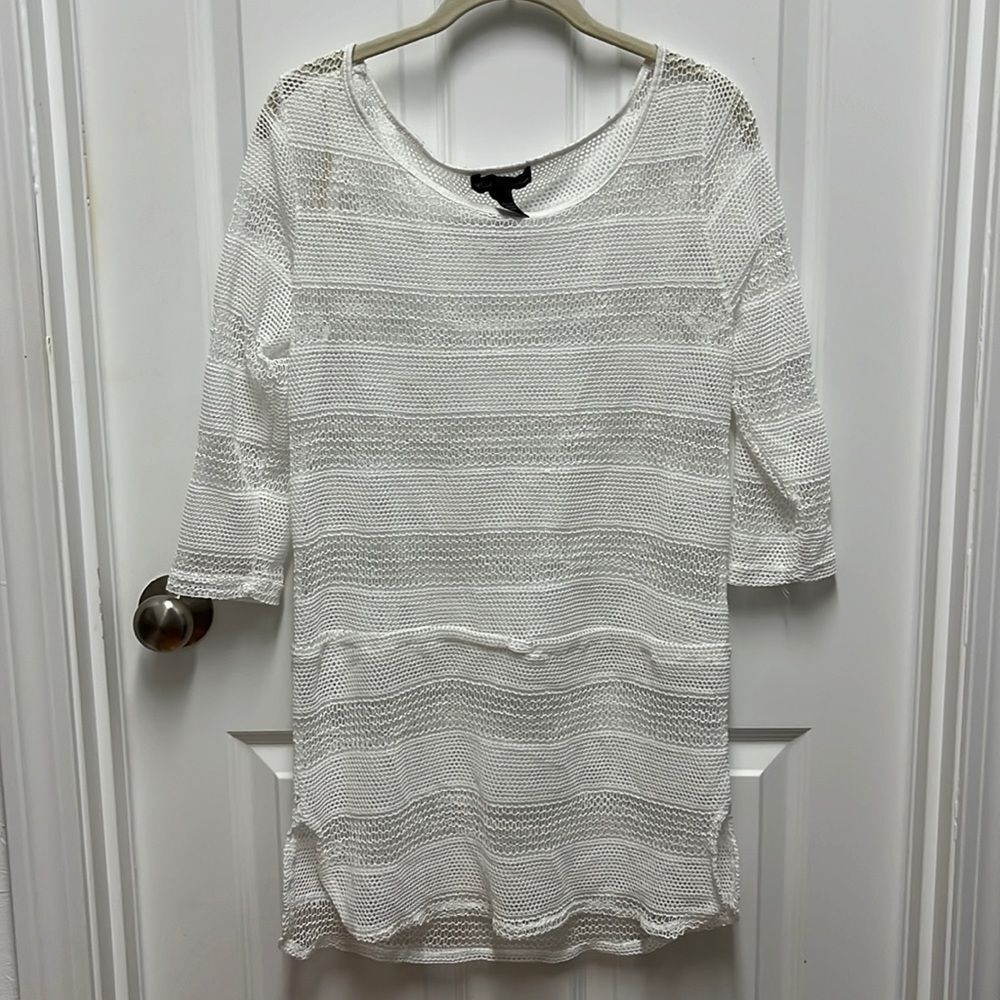 White Crochet Sequin Beach Cover-Up‎ Medium